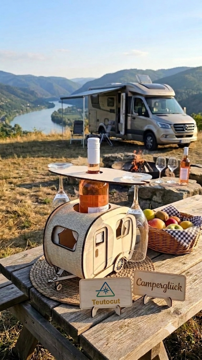 Wohnmobil für Weinflasche & Gläser
